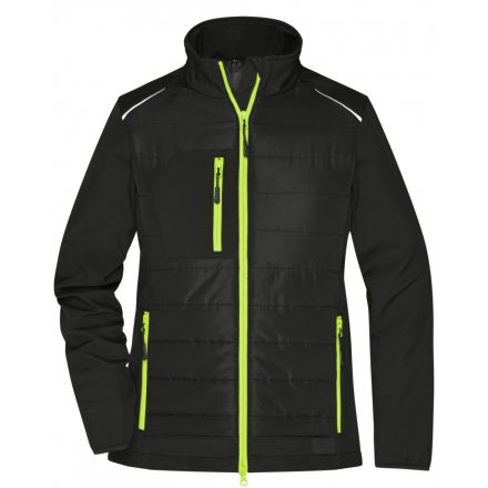 James&Nicholson Hibrid női dzseki JN1819 black/neon-yellow L