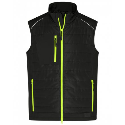 James&Nicholson Hibrid mellény JN1822 black/neon-yellow XS