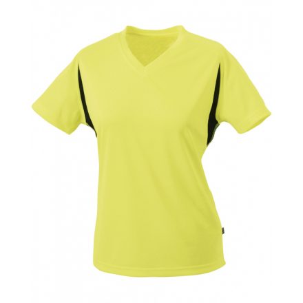 James&Nicholson J&N Ladies' Running-T női futópóló JN316 fluoyellow/black XL