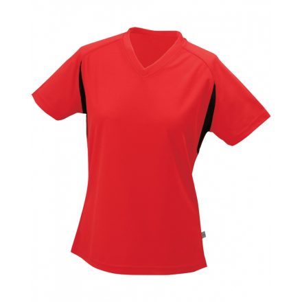 James&Nicholson J&N Ladies' Running-T női futópóló JN316 red/black XL