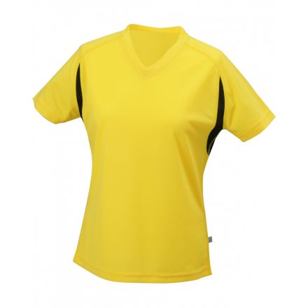 James&Nicholson J&N Ladies' Running-T női futópóló JN316 yellow/black XS