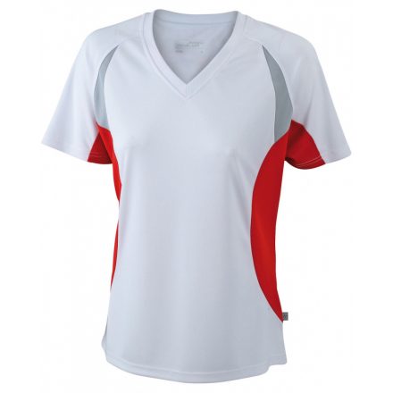 James&Nicholson J&N Ladies' Running-T női futópóló JN390 white/red L