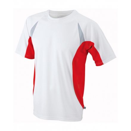 James&Nicholson J&N Men's Running-T futópóló JN391 white/red 3XL