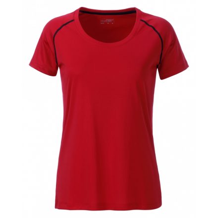 James&Nicholson J&N Ladies' Sports kereknyakú póló JN495 red/black XXL