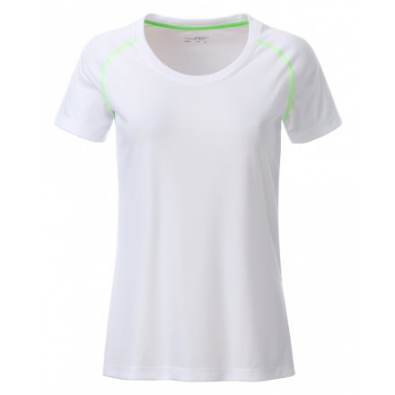 James&Nicholson J&N Ladies' Sports kereknyakú póló JN495 white/bright-green L