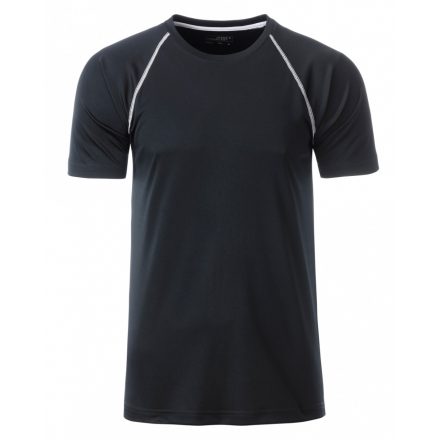 James&Nicholson J&N Men's Sport kereknyakú póló JN496 black/white L