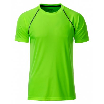 James&Nicholson J&N Men's Sport kereknyakú póló JN496 bright-green/black L