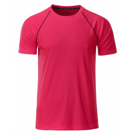 James&Nicholson J&N Men's Sport kereknyakú póló JN496 bright-pink/titan L