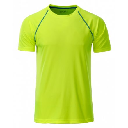 James&Nicholson J&N Men's Sport kereknyakú póló JN496 bright-yellow/bright-blue L