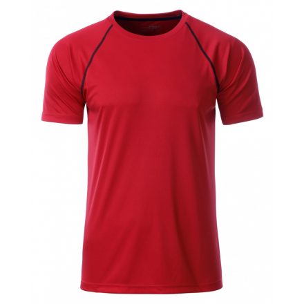 James&Nicholson J&N Men's Sport kereknyakú póló JN496 red/black L