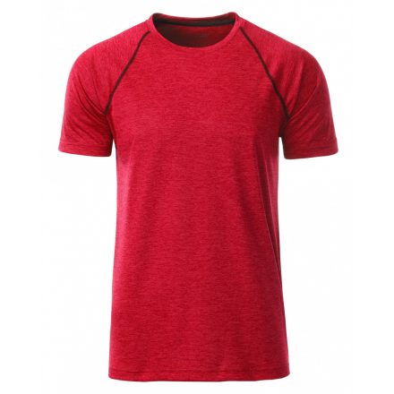 James&Nicholson J&N Men's Sport kereknyakú póló JN496 red-melange L