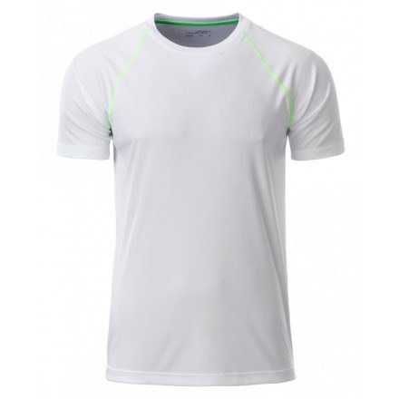 James&Nicholson J&N Men's Sport kereknyakú póló JN496 white/bright-green L