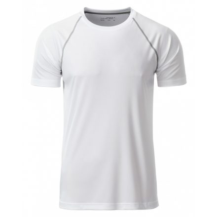 James&Nicholson J&N Men's Sport kereknyakú póló JN496 white/silver L