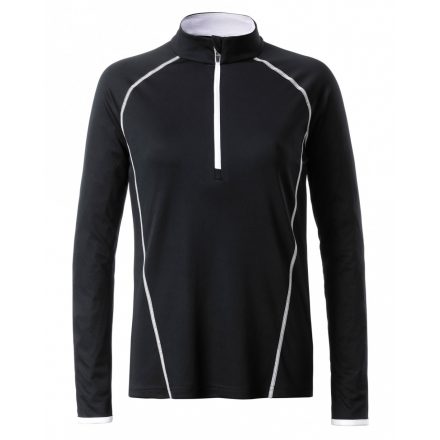 James&Nicholson J&N Ladies' Sportsshirt hosszú ujjú póló JN497 black/white L