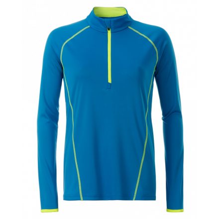 James&Nicholson J&N Ladies' Sportsshirt hosszú ujjú póló JN497 bright-blue/bright-yellow L