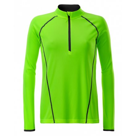 James&Nicholson J&N Ladies' Sportsshirt hosszú ujjú póló JN497 bright-green/black L