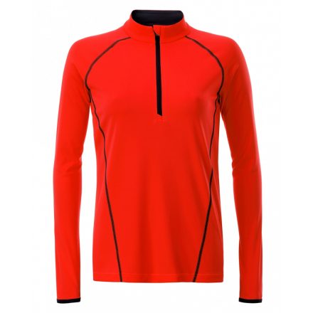 James&Nicholson J&N Ladies' Sportsshirt hosszú ujjú póló JN497 bright-orange/black L