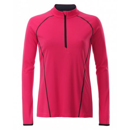 James&Nicholson J&N Ladies' Sportsshirt hosszú ujjú póló JN497 bright-pink/titan L