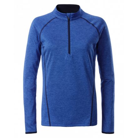 James&Nicholson J&N Ladies' Sportsshirt hosszú ujjú póló JN497 blue-melange/navy L