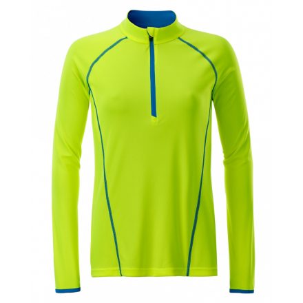 James&Nicholson J&N Ladies' Sportsshirt hosszú ujjú póló JN497 bright-yellow/bright-blue L