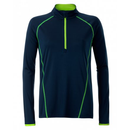 James&Nicholson J&N Ladies' Sportsshirt hosszú ujjú póló JN497 navy/bright-yellow L