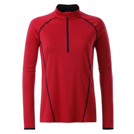 James&Nicholson J&N Ladies' Sportsshirt hosszú ujjú póló JN497 red/black L