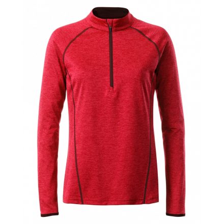 James&Nicholson J&N Ladies' Sportsshirt hosszú ujjú póló JN497 red-melange L