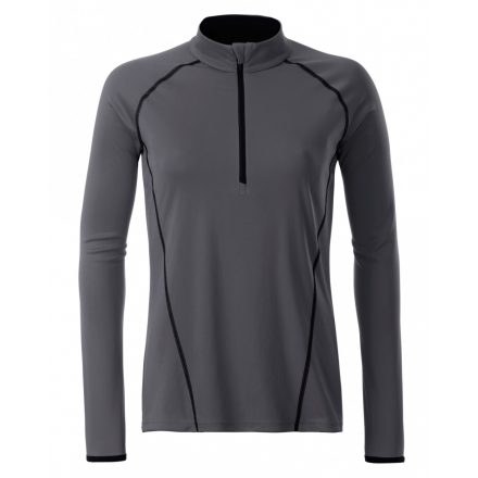 James&Nicholson J&N Ladies' Sportsshirt hosszú ujjú póló JN497 titan/black L