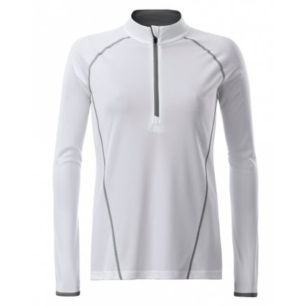 James&Nicholson J&N Ladies' Sportsshirt hosszú ujjú póló JN497 white/silver L