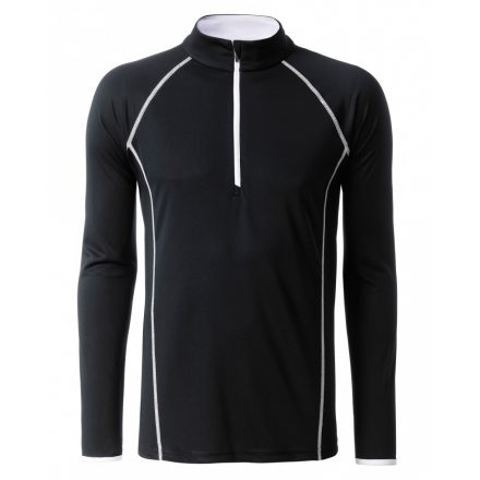 James&Nicholson J&N Men's Sportsshirt hosszú ujjú póló JN498 black/white L