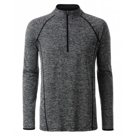 James&Nicholson J&N Men's Sportsshirt hosszú ujjú póló JN498 black-melange/black M