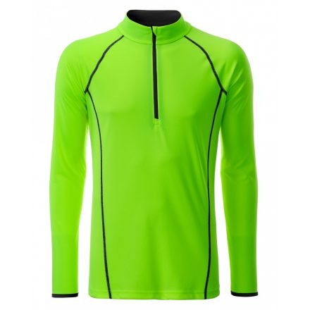 James&Nicholson J&N Men's Sportsshirt hosszú ujjú póló JN498 bright-green/black L