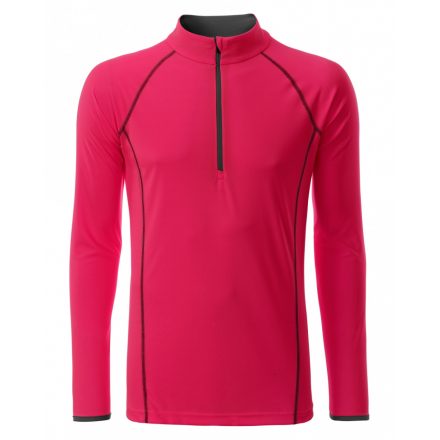 James&Nicholson J&N Men's Sportsshirt hosszú ujjú póló JN498 bright-pink/titan L