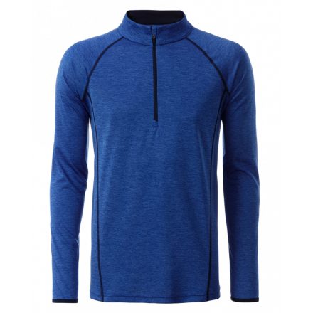 James&Nicholson J&N Men's Sportsshirt hosszú ujjú póló JN498 blue-melange/navy L