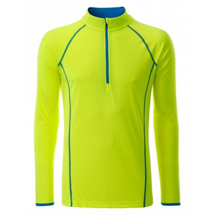 James&Nicholson J&N Men's Sportsshirt hosszú ujjú póló JN498 bright-yellow/bright-blue L