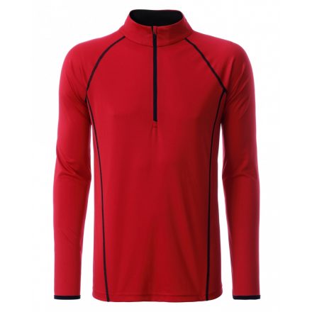 James&Nicholson J&N Men's Sportsshirt hosszú ujjú póló JN498 red/black L