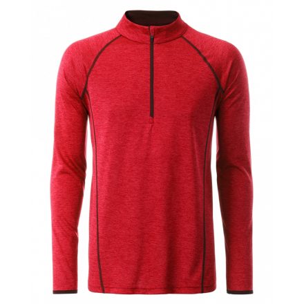 James&Nicholson J&N Men's Sportsshirt hosszú ujjú póló JN498 red-melange L