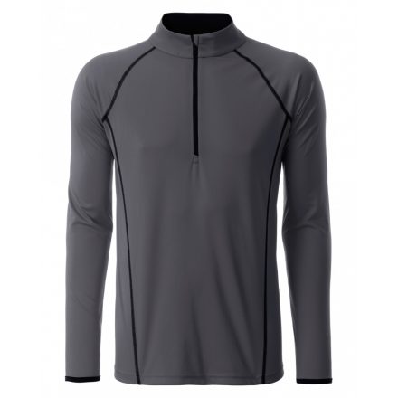 James&Nicholson J&N Men's Sportsshirt hosszú ujjú póló JN498 titan/black L