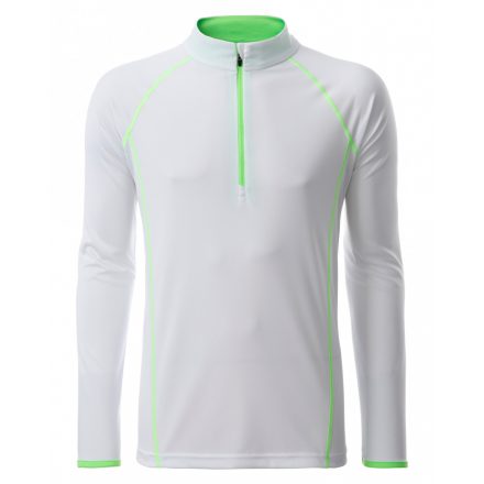 James&Nicholson J&N Men's Sportsshirt hosszú ujjú póló JN498 white/bright-green L