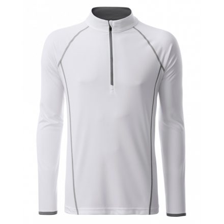 James&Nicholson J&N Men's Sportsshirt hosszú ujjú póló JN498 white/silver L