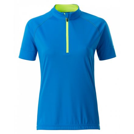 James&Nicholson J&N Ladies' Bike-T Half Zip póló JN513 bright-blue/bright-yellow L