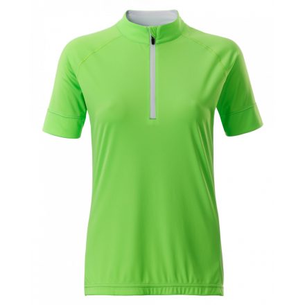 James&Nicholson J&N Ladies' Bike-T Half Zip póló JN513 bright-green/white L