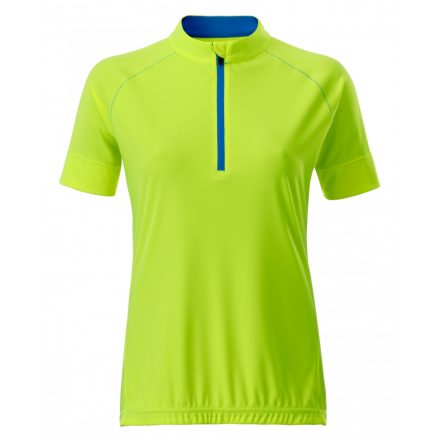 James&Nicholson J&N Ladies' Bike-T Half Zip póló JN513 bright-yellow/bright-blue L