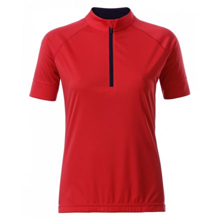 James&Nicholson J&N Ladies' Bike-T Half Zip póló JN513 tomato/black L