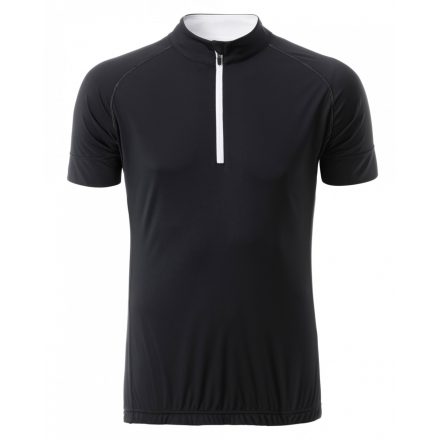 James&Nicholson J&N Men's Bike-T Half Zip póló JN514 black/white 3XL