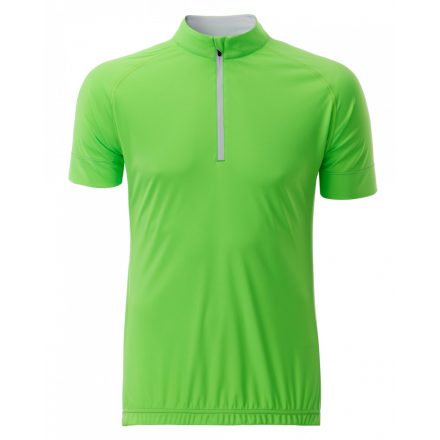 James&Nicholson J&N Men's Bike-T Half Zip póló JN514 bright-green/white 3XL