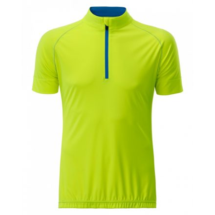 James&Nicholson J&N Men's Bike-T Half Zip póló JN514 bright-yellow/bright-blue 3XL