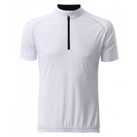 James&Nicholson J&N Men's Bike-T Half Zip póló JN514 white/black 3XL