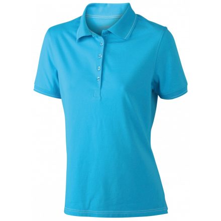 James&Nicholson J&N Ladies' Elastic Polo női galléros póló JN568 aqua/white   vízkék/fehér L