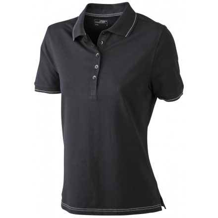 James&Nicholson J&N Ladies' Elastic Polo női galléros póló JN568 black/white L